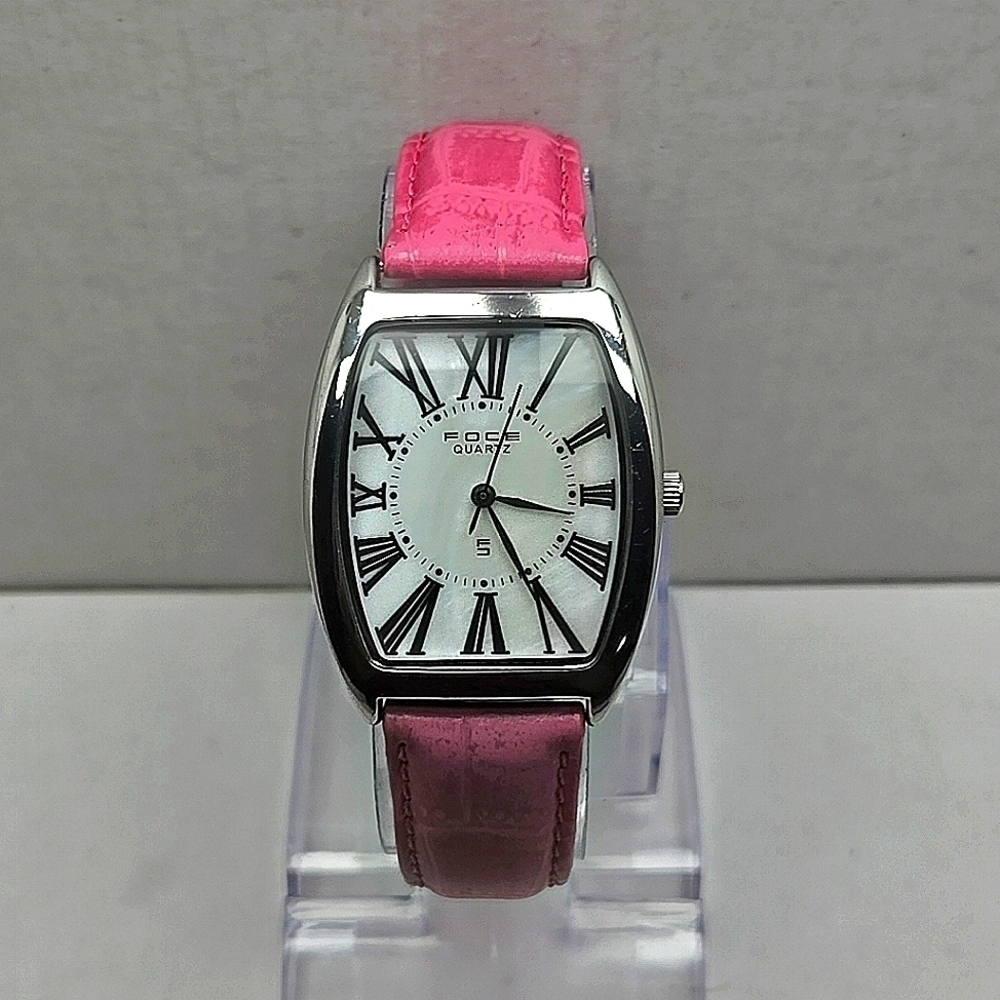 Womens Vintage Foce India Watch Silver Tone Mother Of Pearl Watch New Battery